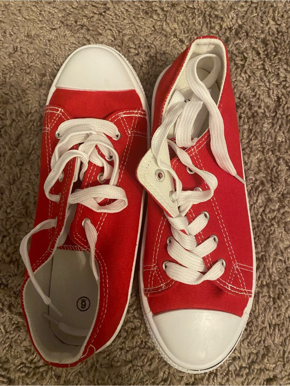 Red Canvas Low-Top Sneakers with White Trim